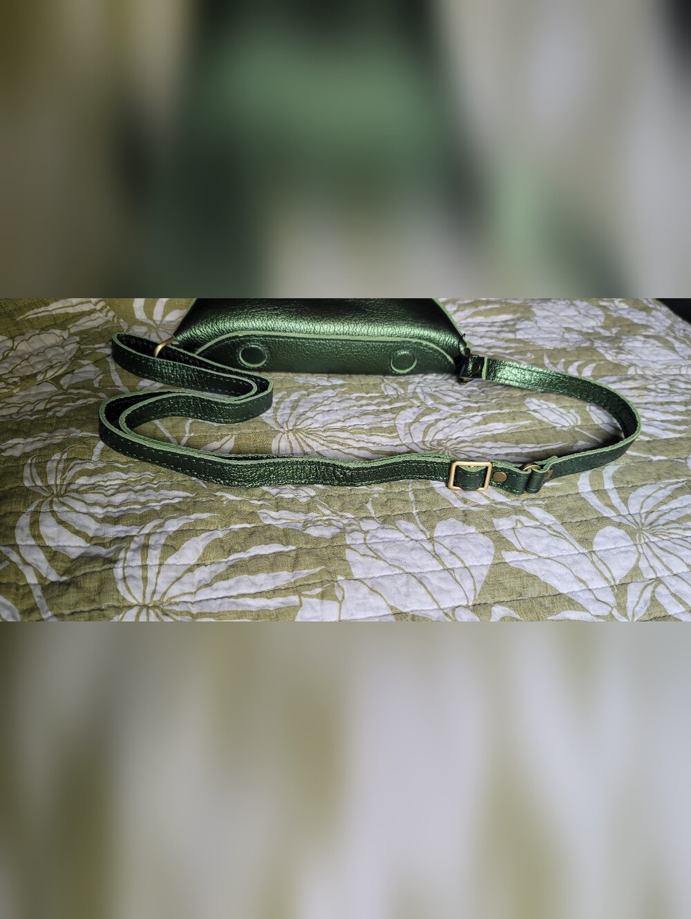 Portland Leather Small Koala Sling Bag in Metallic Greench. - Picture 10 of 11